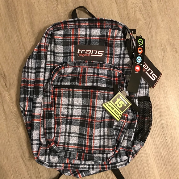 NWT Trans by Jansport Supermax Blue Plaid Backpack - Picture 1 of 3